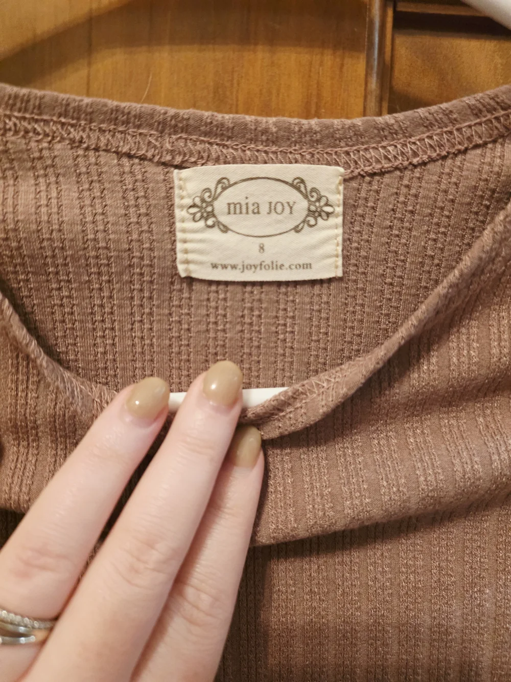 Joyfolie Ribbed Puff-Sleeve Long Sleeve Top in Mauve